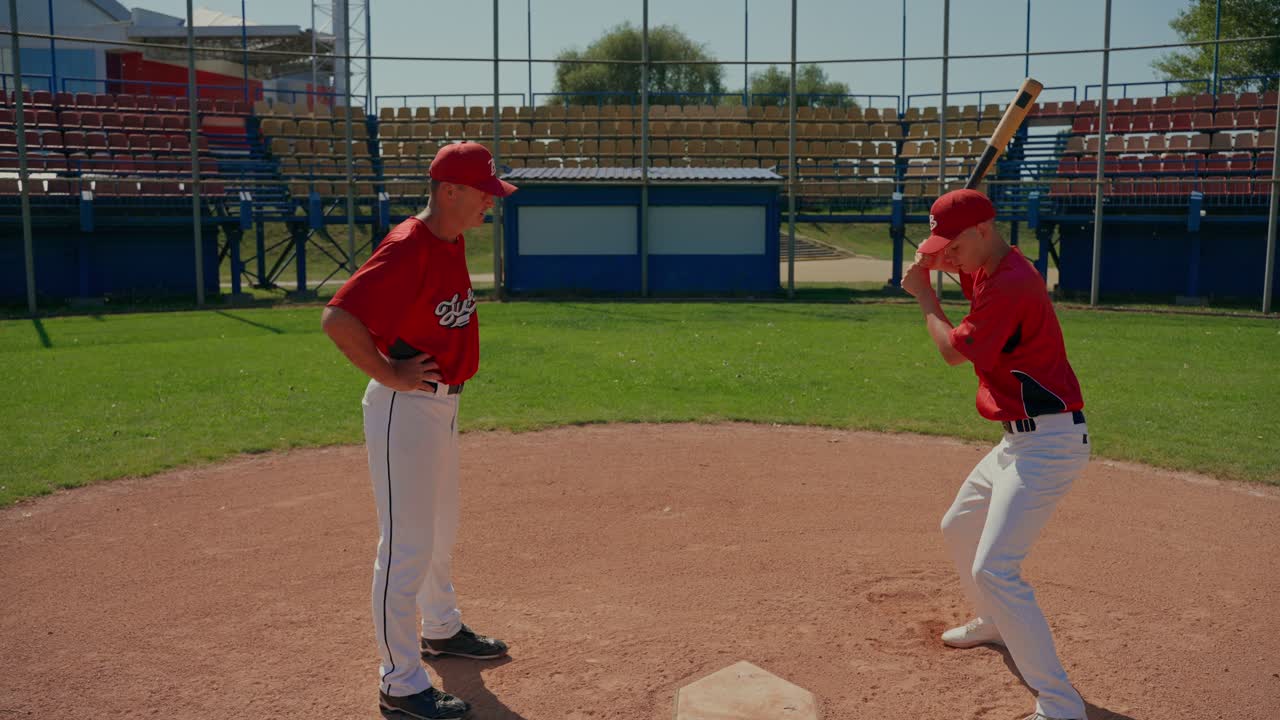 Giocatori di baseball che si allenano sul campo