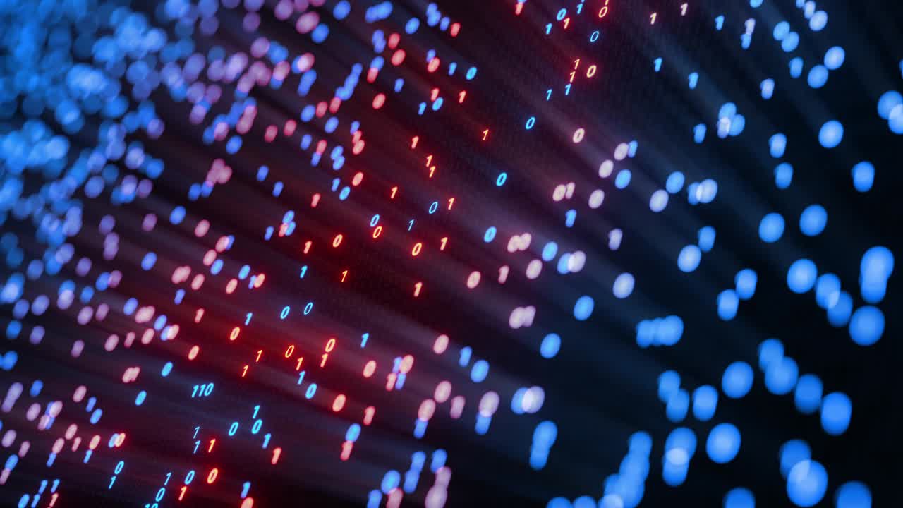 Hacking digital binary code matrix 01 background loop.