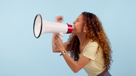 african woman, megaphone and protest