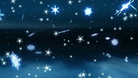 nieve y estrellas cayendo sobre un fondo negro