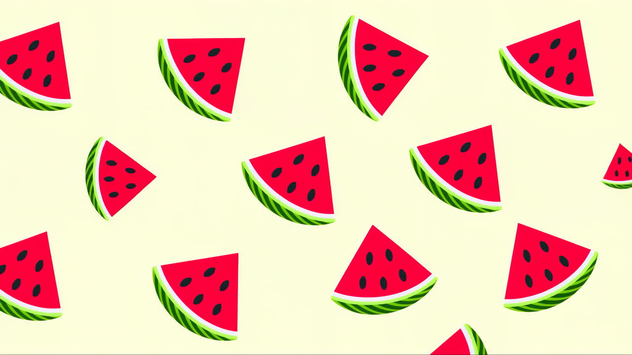 Animated Watermelon Slices Forming a Seamless Pattern