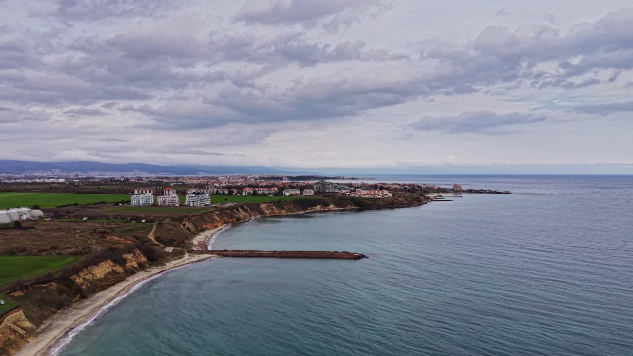 Aerial view of coastal landscape in Bulgaria captured by drone