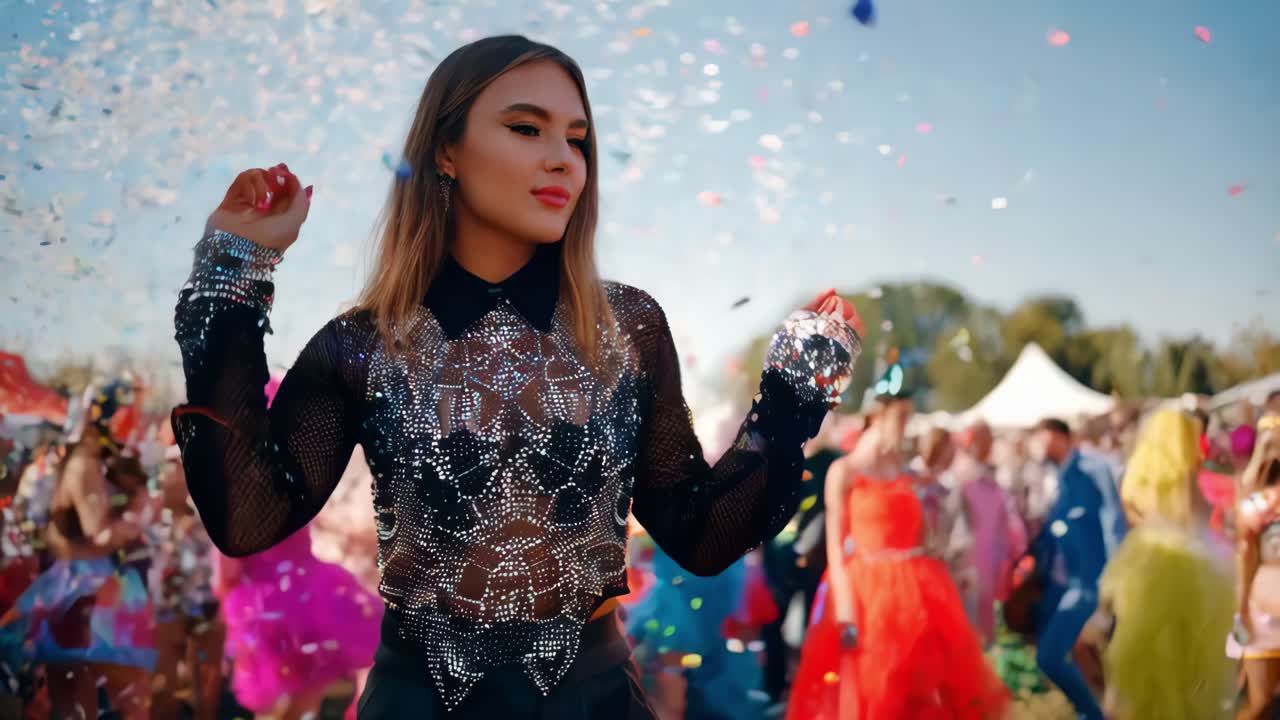 카니발 파티 에 있는 여자