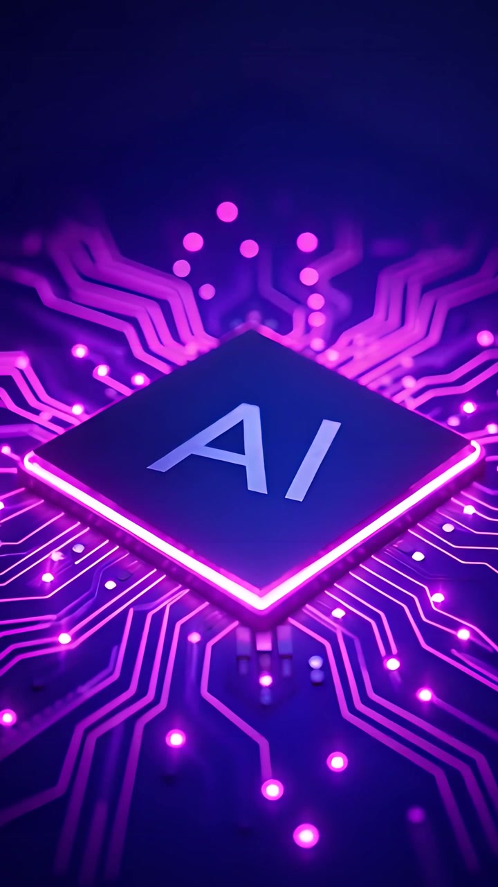 Sfondo Tecnologico Futuristico con Scheda Madre e Chip AI 4K