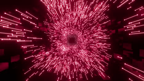 3d illustration of glowing red dot connected with lines moving in loop