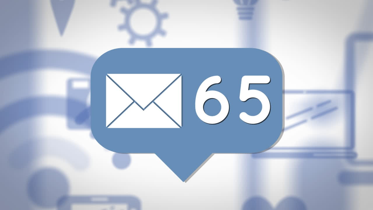 Animazione di numeri su banner sopra icone digitali