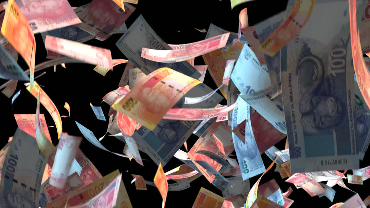 남아프리카 랜드 지폐가 떨어지고 있습니다.