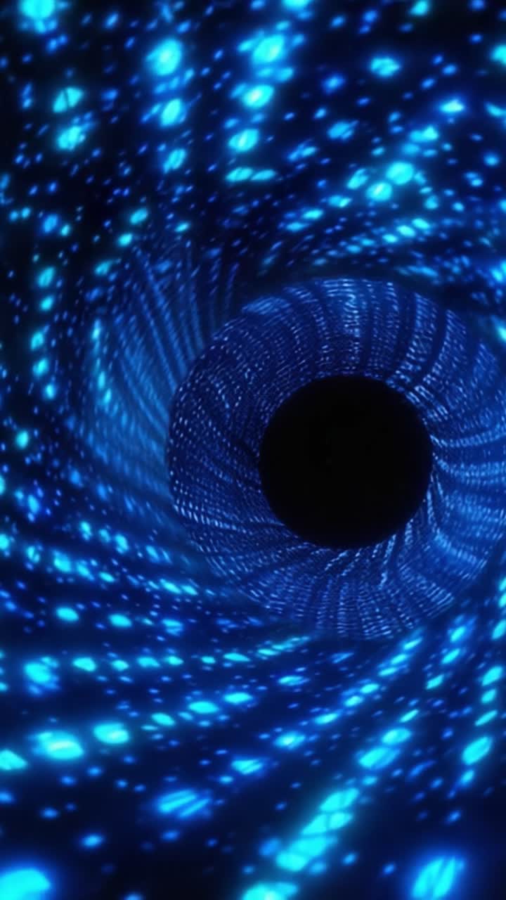 A Mind-Bending Journey through a Vibrant Blue Tunnel of Light, Spiral Patterns and Depth that Captures the Essence of Cosmic Exploration and Infinite Space