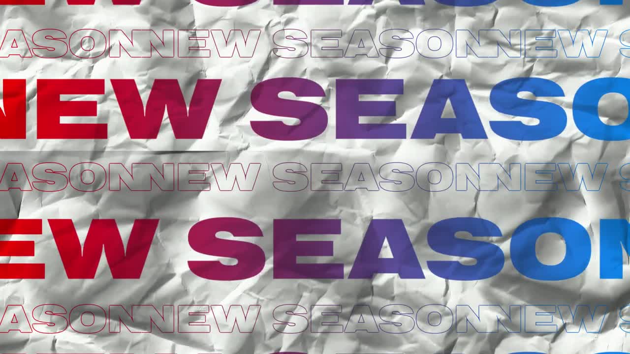 Animation of new season text in repetition on white background