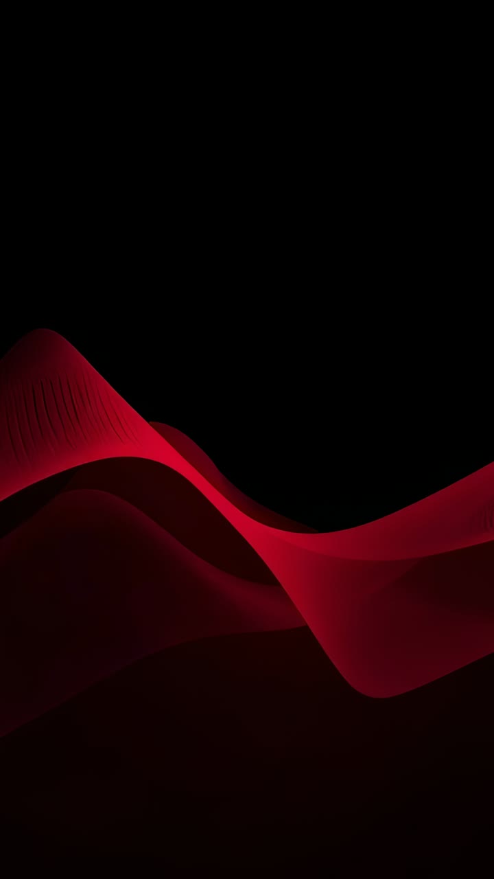 Vertical video: Advancing frames causing red sheer ribbon moving right across black void texturing