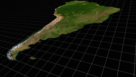 satellite view of south america on a grid