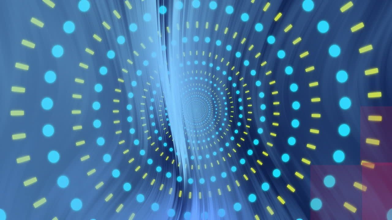 Animation of colourful shapes moving on black background