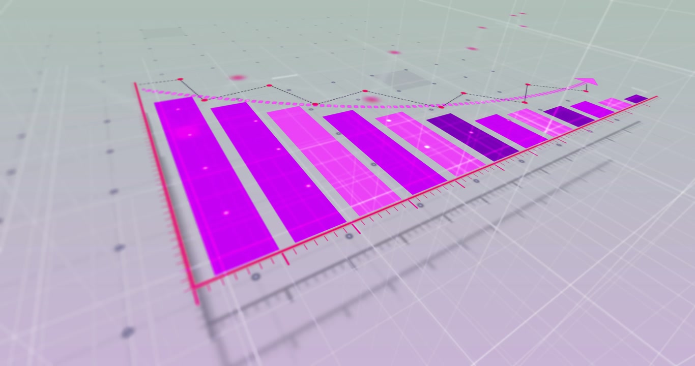Animation of statistics and data processing over grey background
