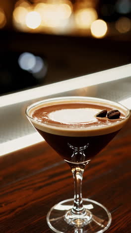 espresso martini at a bar