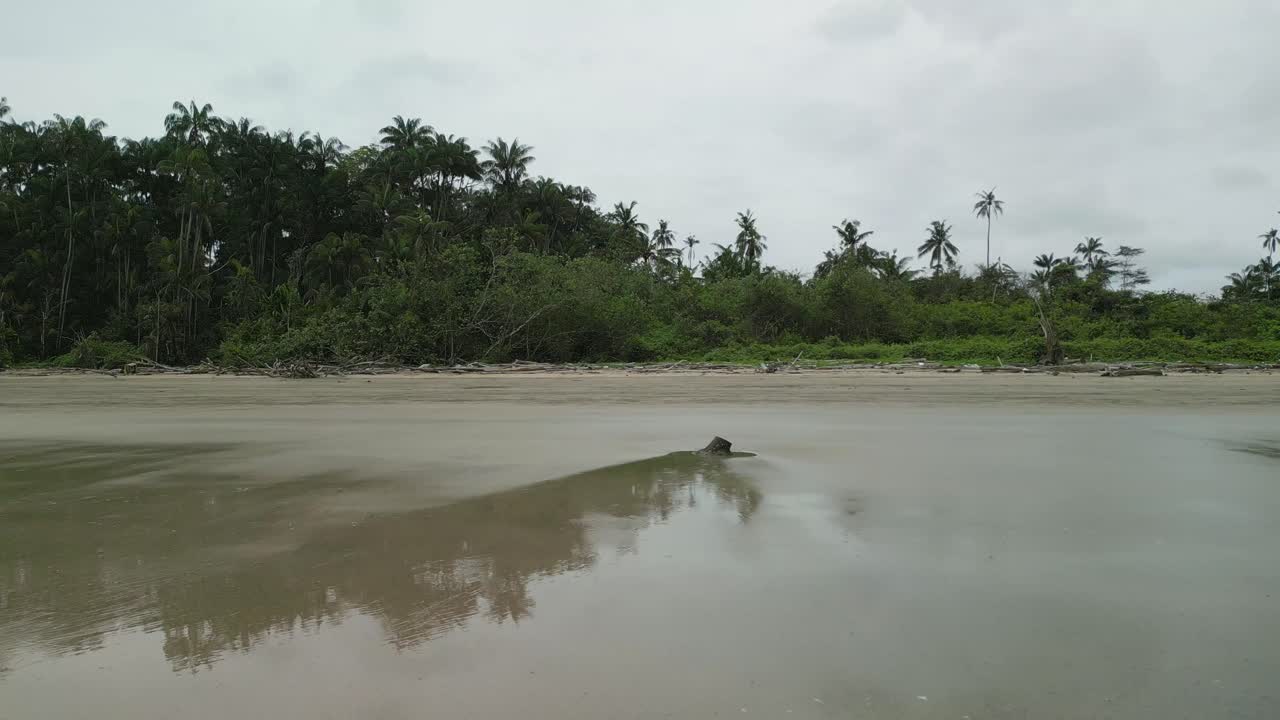 Drone Views Of Sempadi Beach During Monsoon season Raining Day Asian Tropical,Sarawak,Borneo
