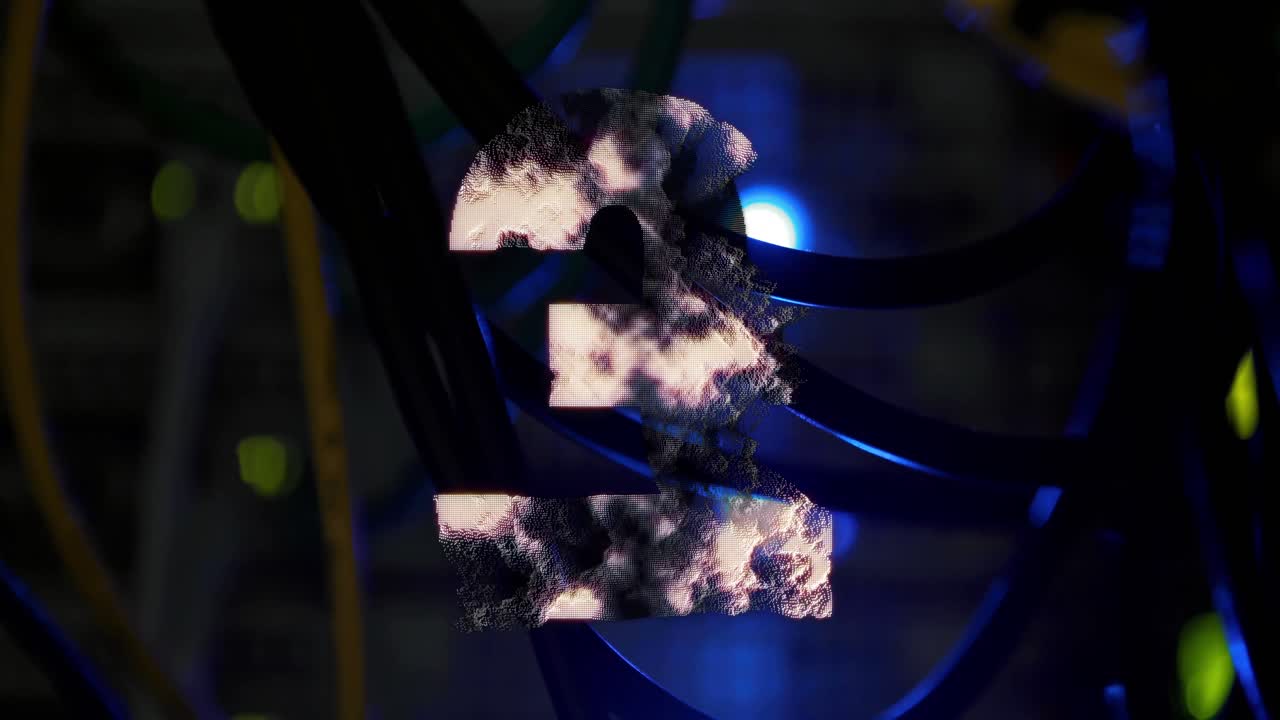 animación del símbolo de la libra sobre la sala del servidor