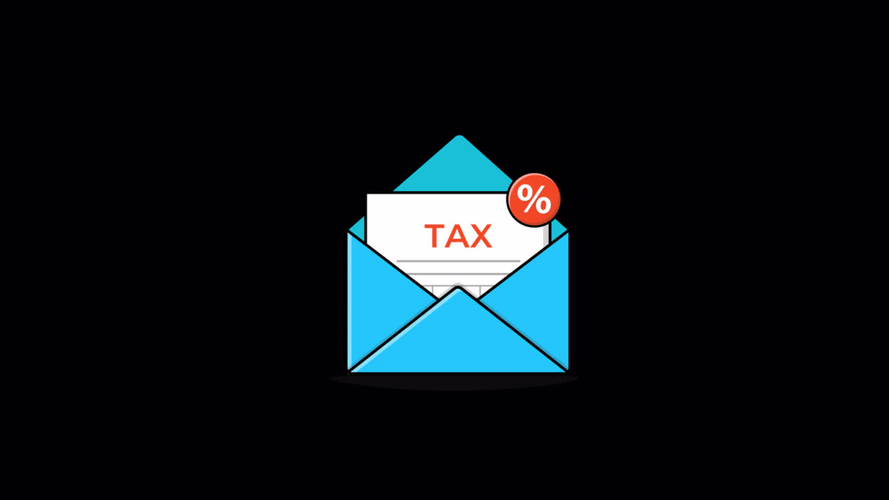 Documento fiscale animato in busta con notifica