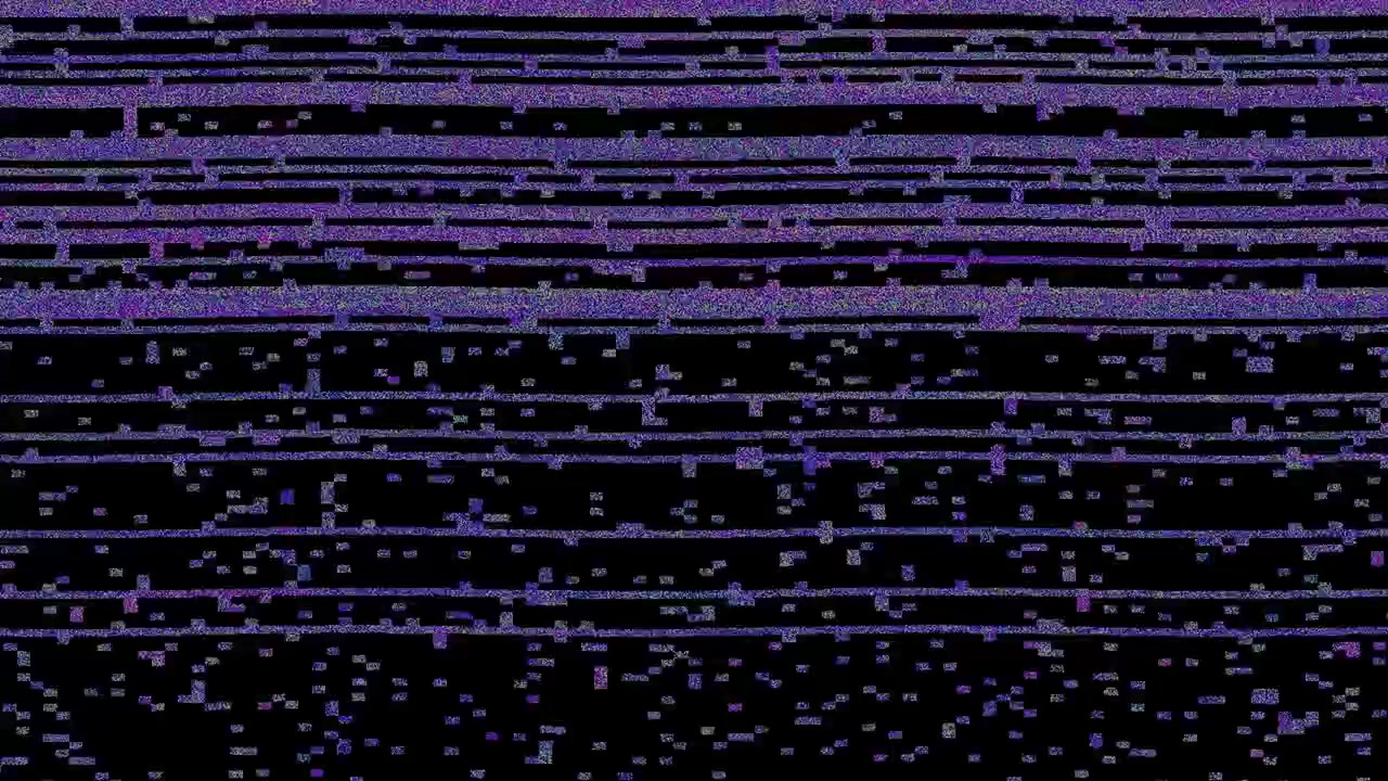 Digital Glitch Effect with Purple Noise and Horizontal Lines