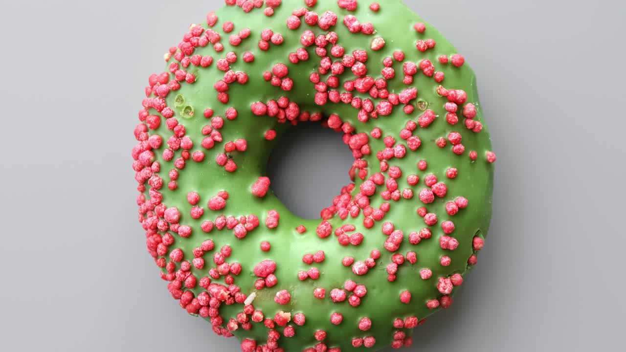 rosquilla deliciosa fresca cubierta por un relleno de confitería de pastelería brillante y un glaseado de chocolate verde