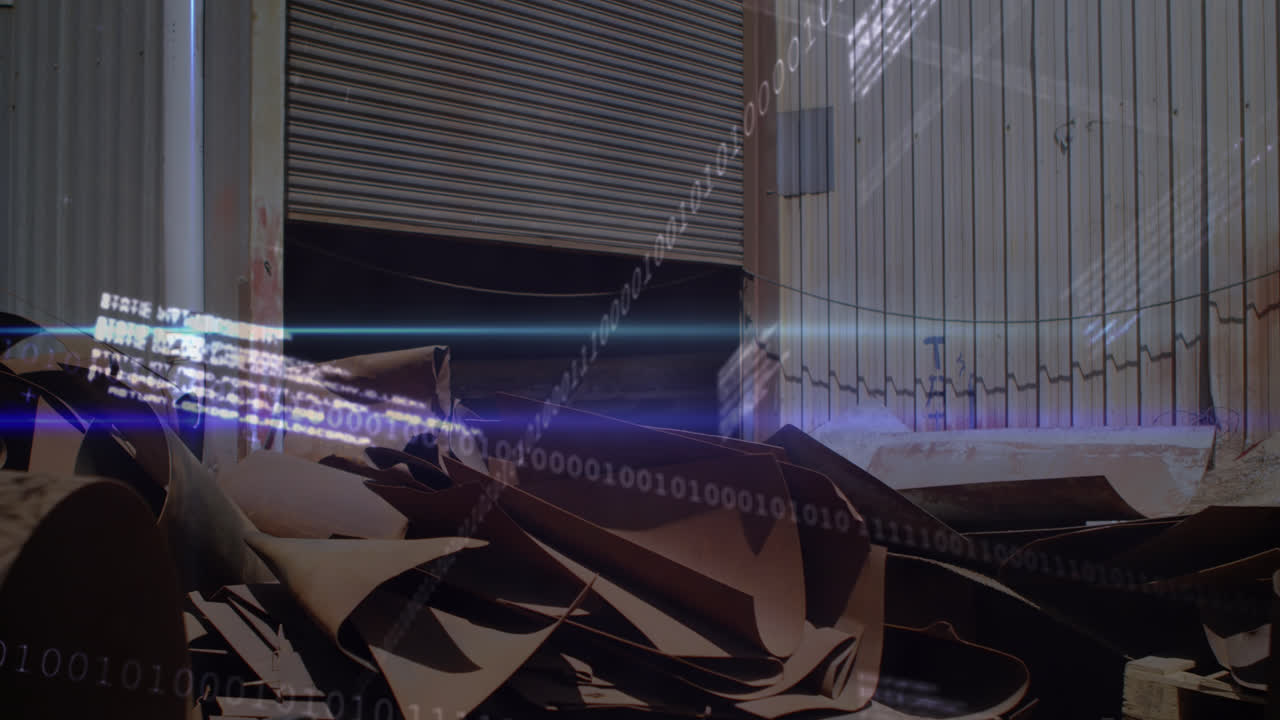 쓰레기 매립장 위의 데이터 처리 애니메이션