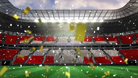 animation of flag of switzerland and confetti over stadium