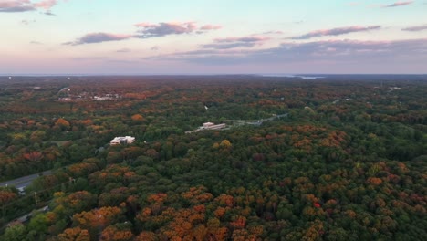 Geschwungene-Naturlandschaft-Mit-Dicken-Herbstbäumen-In-Maryland,-Usa