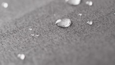 micro video of close up of water drops with copy space on grey background