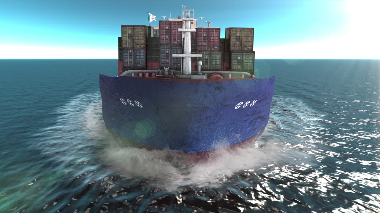 바다에서 컨테이너 선박