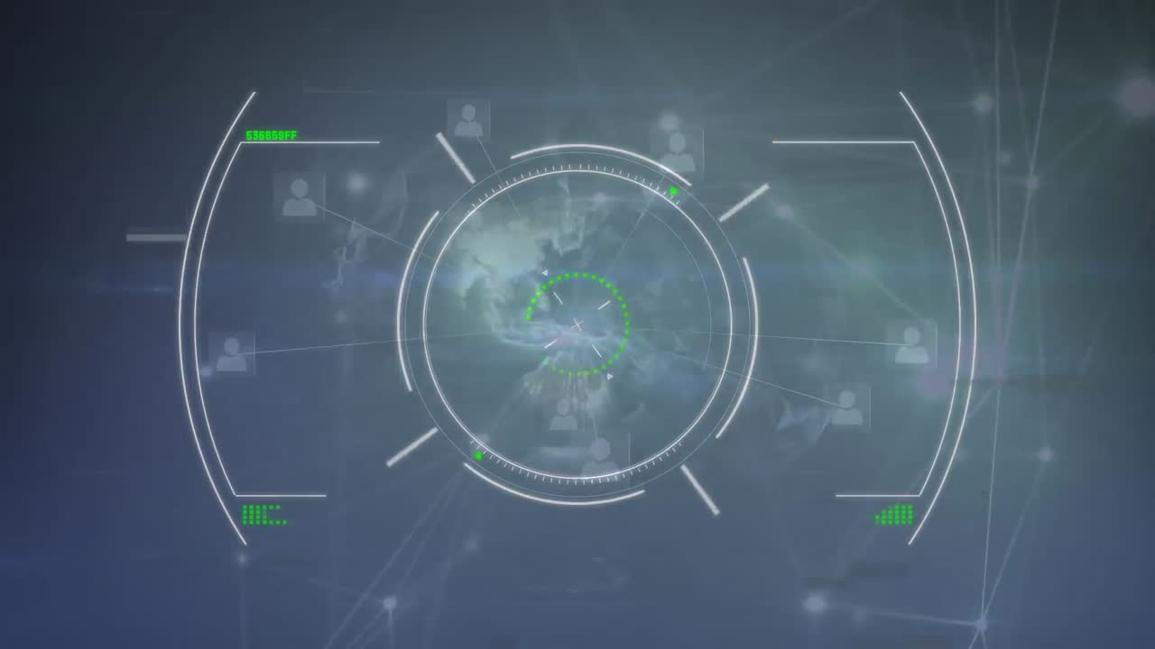 파란색 배경 위에 지구를 가진 연결 네트워크의 애니메이션