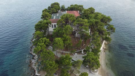 bourtzi peninsula in the old harbor of skiathos