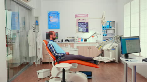 doctor comming in consultation room examining patient