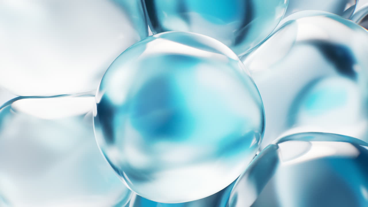 Transparent blue bubbles background, 3d rendering