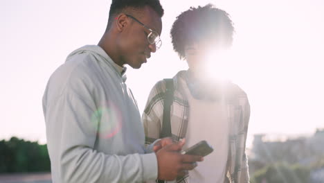 phone, social media and hiking with man friends
