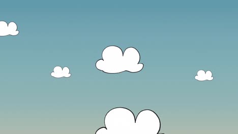 animation of digital clouds with icons over man digital clouds