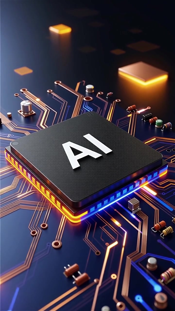 Futuristic AI Chip Motherboard Technology Background