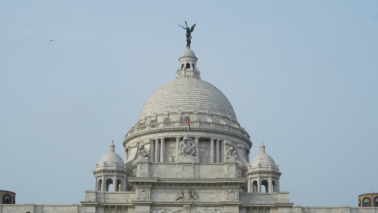 Close-up of the iconic dome of the Victoria Memorial in Kolkata, India