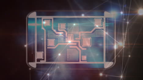 animation of connections and integrated circuit in black space