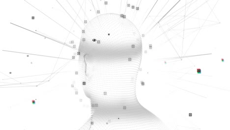 cerebro girando contra la red de conexiones en fondo blanco