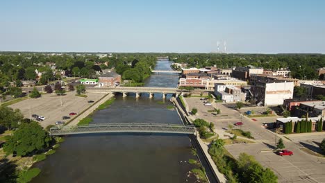 aerial view following the raisin river