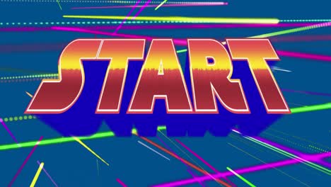 animation of video game themed start text