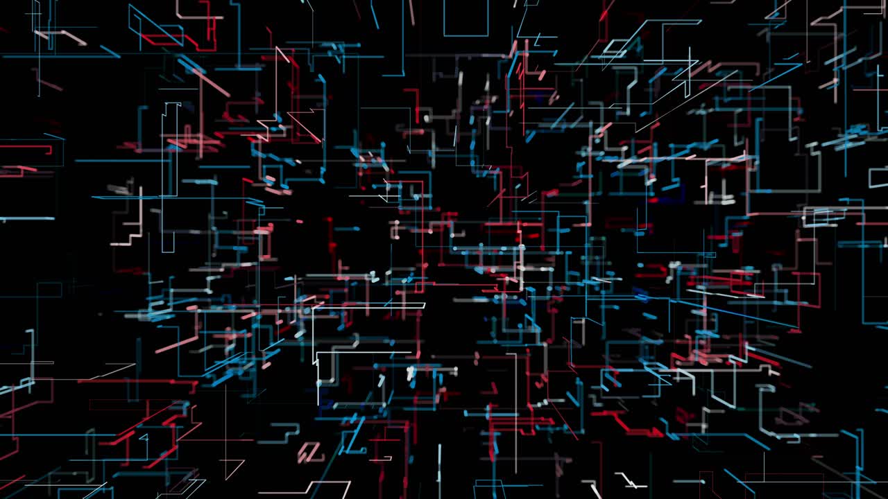 Flowing digital grid concept with AI, machine learning, blockchain, and data transfer. 3D network connectivity, cyberspace, and sci-fi elements in a hi-tech virtual environment