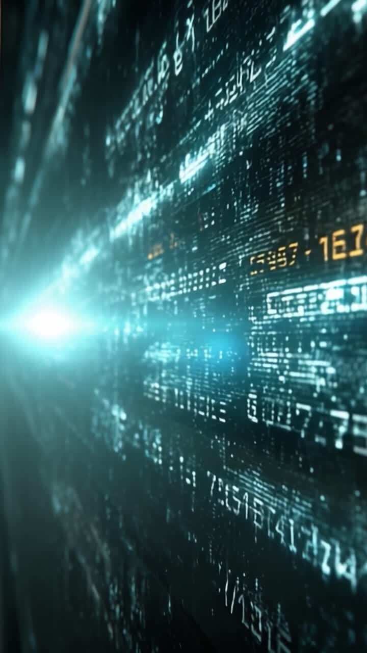 Dynamic Data Streams: A Visual Representation of Flowing Information Through a Digital Network, Showcasing Light and Binary Codes in Motion