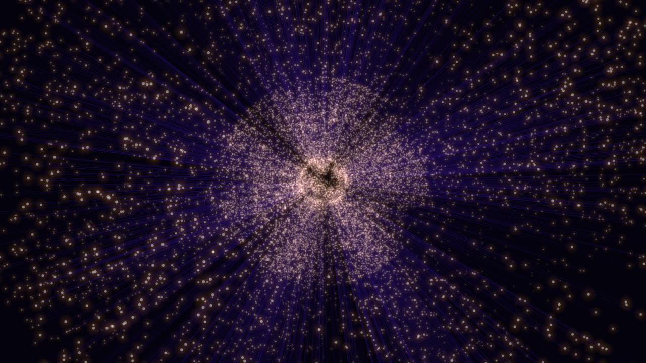 esfera geométrica y abstracta de neón con brillos y líneas en degradado negro