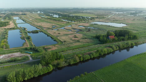 Picturesque-View-Of-Nature-With-Dutch-Polders-In-Ossenzijl,-Friesland,-Netherlands