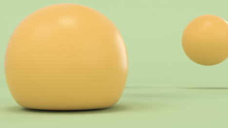 bolas suaves rebotando con fondo verde, renderización en 3d.