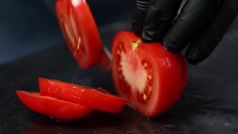 slicing tomatoes