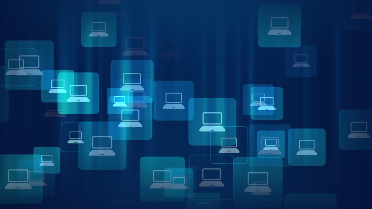 volar iconos de computadora social en el fondo de la red 1
