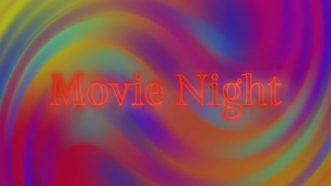 animación de la noche de cine sobre un fondo cambiante multicolor