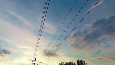 sunset sky with power lines