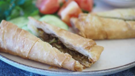 delicious fried pastry with salad